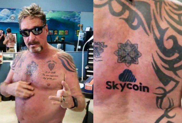 McAfee tatuaggio SkyCoin