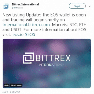bittrex lists eos