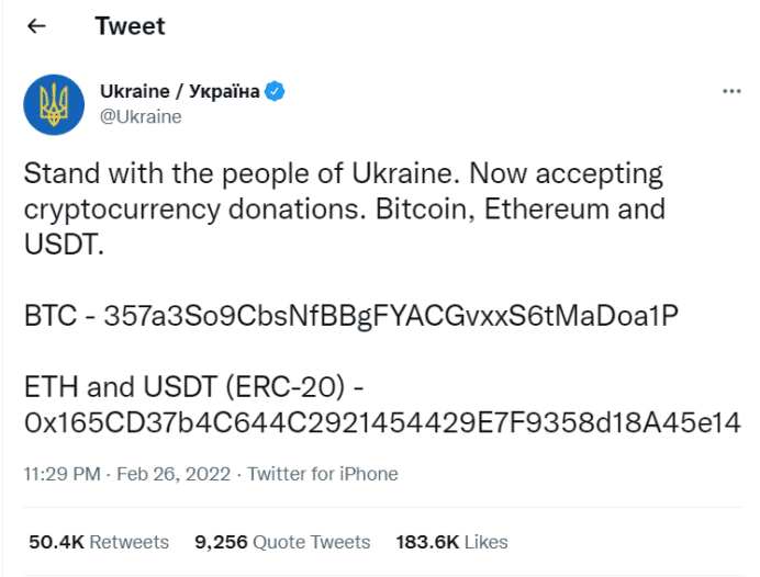 cryptocurrencies war Russia Ukraine