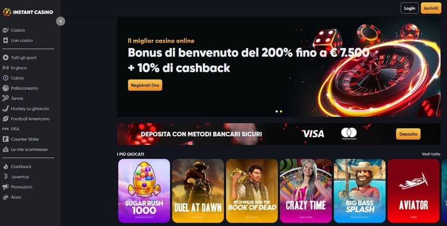 Instant Casino è considerato uno dei più migliori siti slot online del 2025