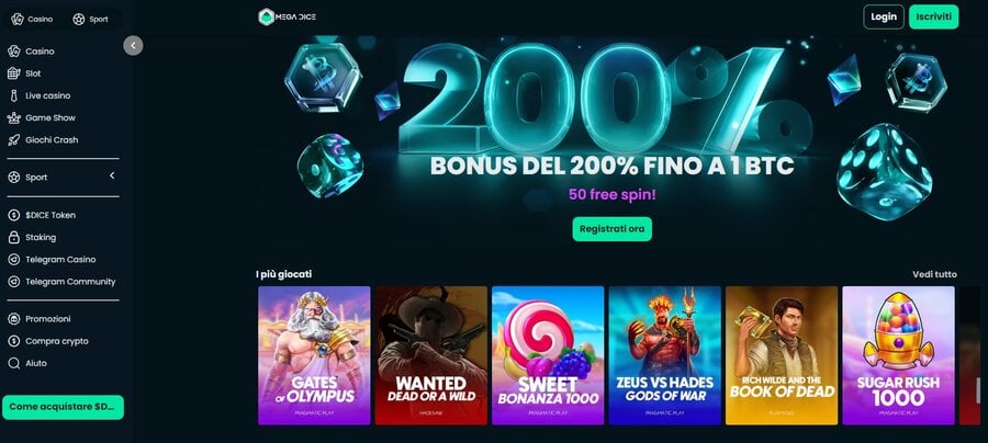 Mega Dice è uno dei siti scommesse non AAMS più di tendenza