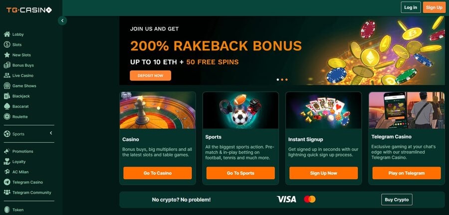 TG Casino offre il 200% di rakeback ai nuovi utenti