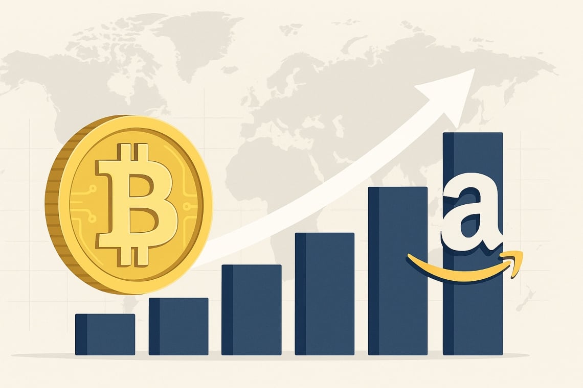 Bitcoin supera Amazon: ora è il quinto asset più grande al mondo per capitalizzazione