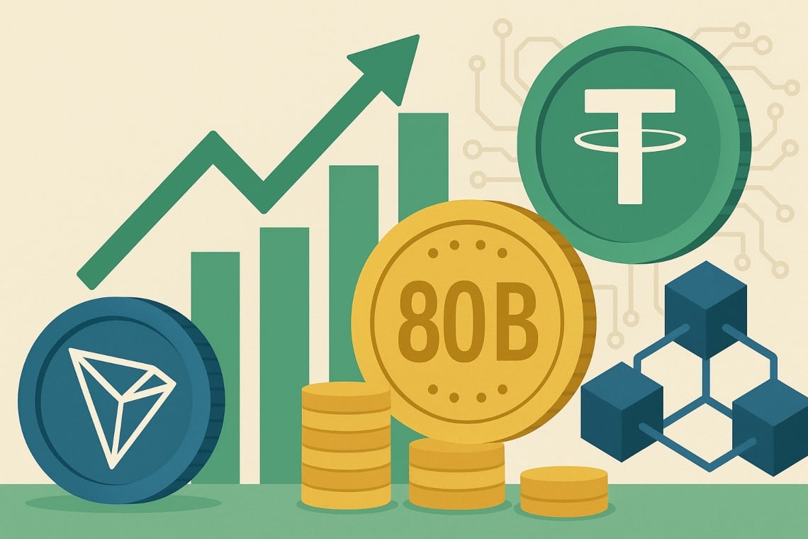 USDT su Tron supera gli $80 miliardi e si afferma la blockchain dominante per la stablecoin