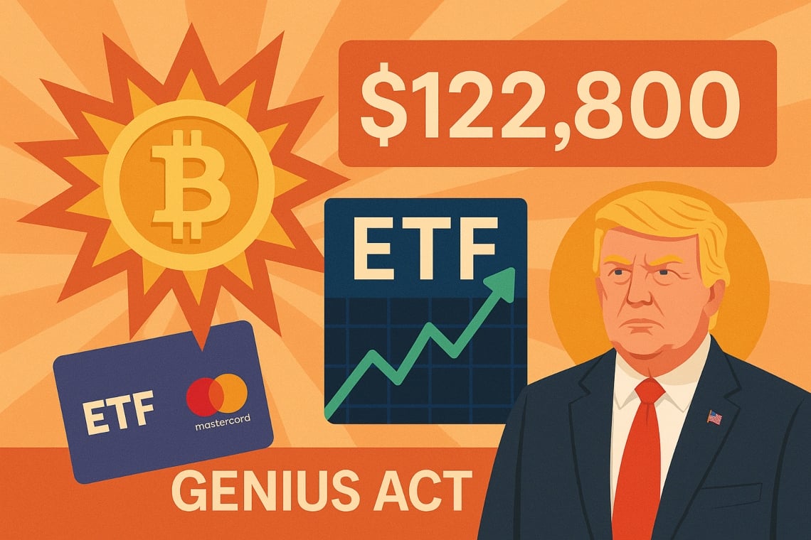 Bitcoin esplode: ETF USA verso record mentre Trump firma il GENIUS Act