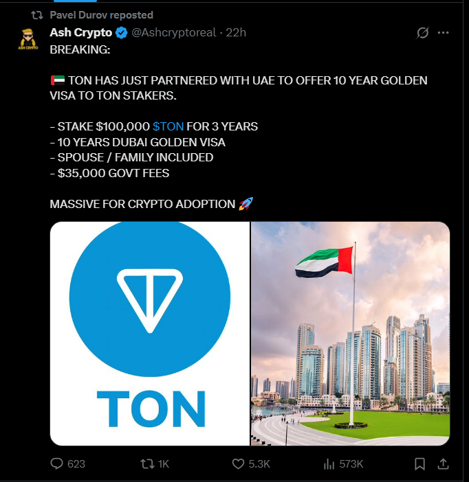 pavel durov ton uae