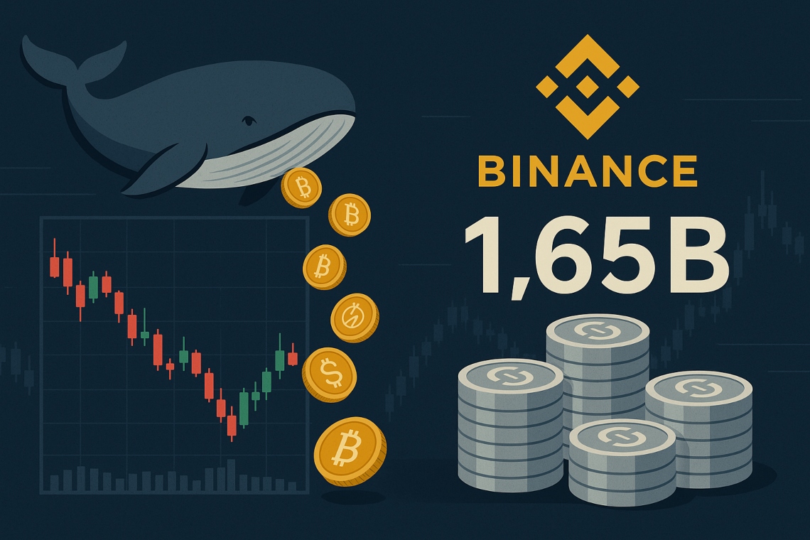 Stablecoin su Binance: 1,65 miliardi USD di recente mentre una whale vende 24.000 BTC