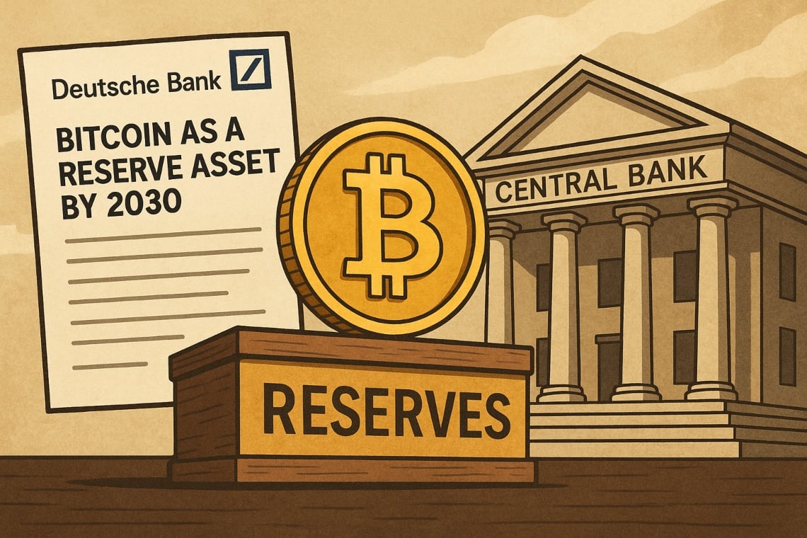 Deutsche Bank vede Bitcoin in riserva alle banche centrali entro il 2030