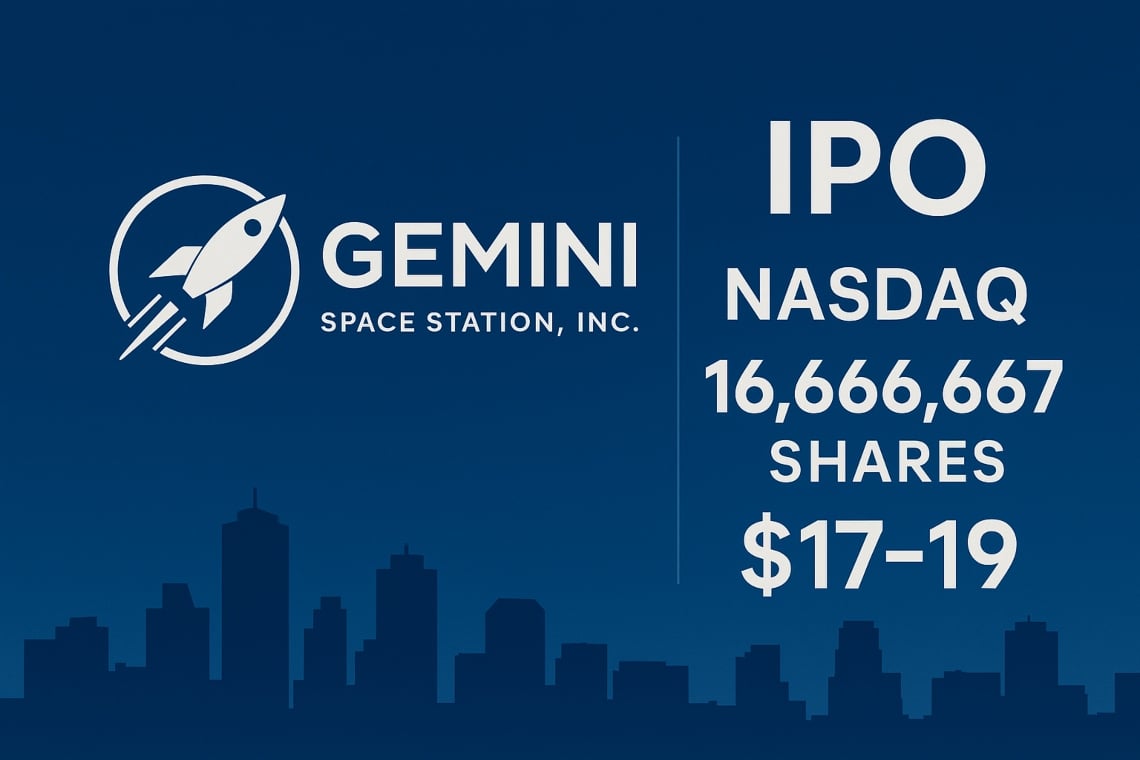 Gemini IPO: verso Nasdaq con 16.666.667 azioni a 17–19$