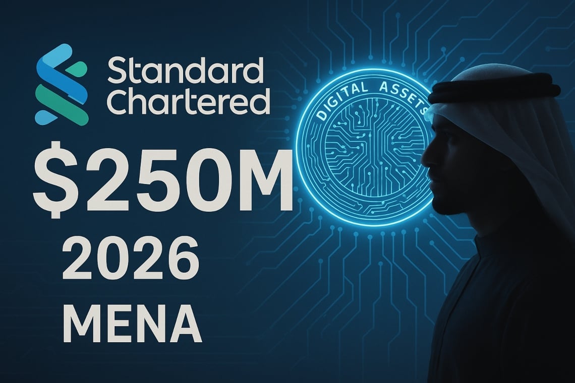 Standard Chartered annuncia un fondo per asset digitali da 250 milioni: lancio nel 2026 con capitali MENA