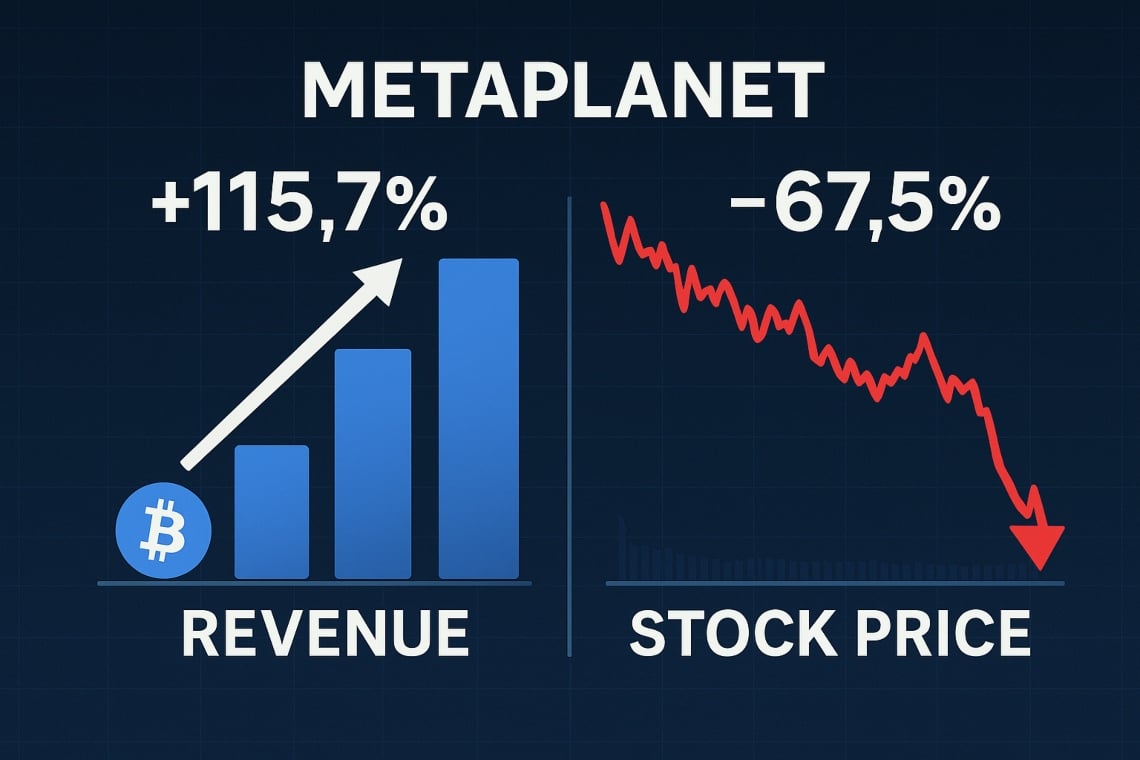 Metaplanet Q3 2025: ricavi Bitcoin +115,7%, guidance raddoppiata; titolo -67,5%