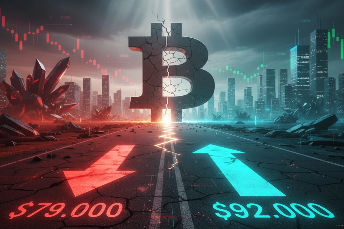Bitcoin a un bivio cruciale: analisi sul possibile rally verso $92.000 o la correzione fino a $79.000