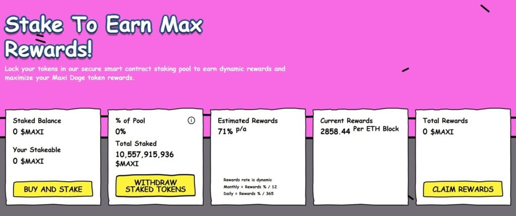 Maxi Doge Staking Feature